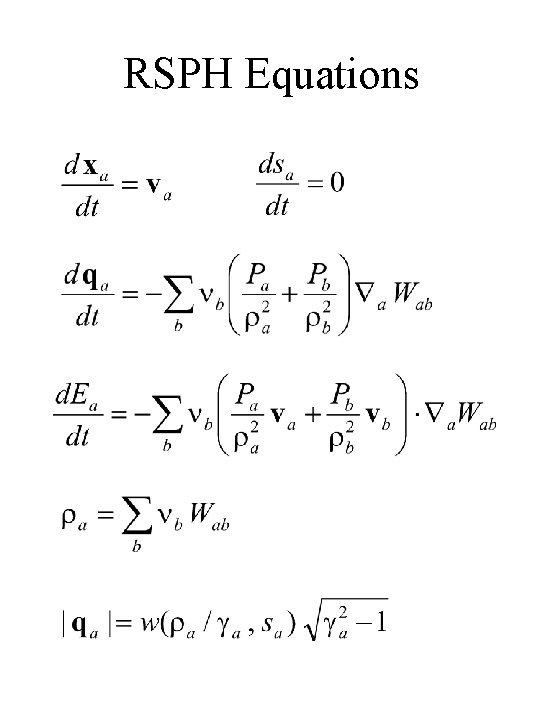 RSPH Equations 