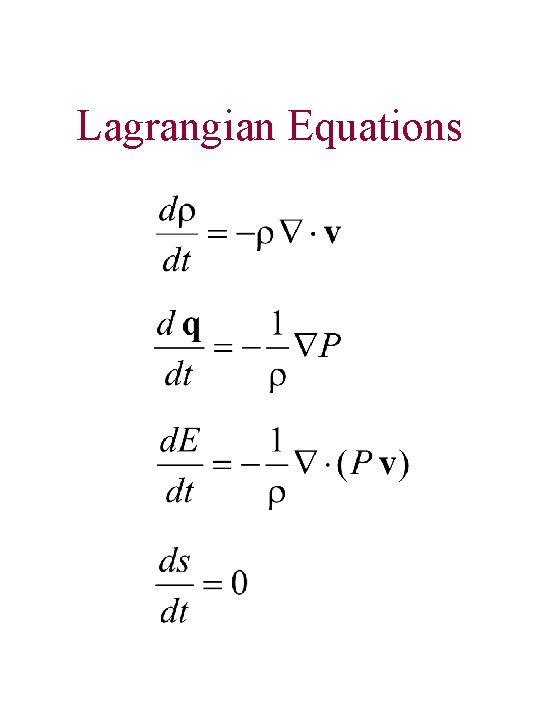 Lagrangian Equations 