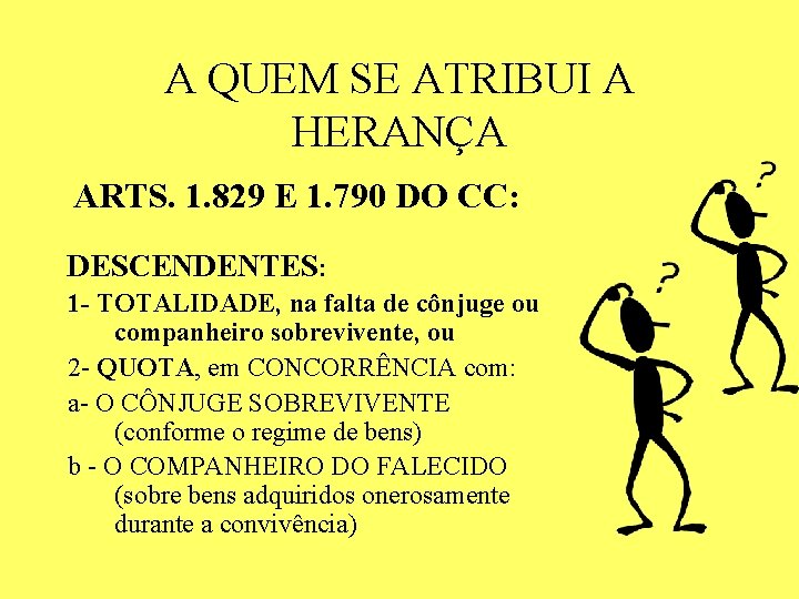A QUEM SE ATRIBUI A HERANÇA ARTS. 1. 829 E 1. 790 DO CC: A QUEM SE ATRIBUI A HERANÇA ARTS. 1. 829 E 1. 790 DO CC: