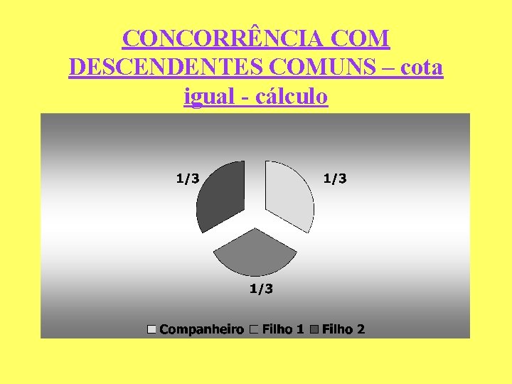 CONCORRÊNCIA COM DESCENDENTES COMUNS – cota igual - cálculo CONCORRÊNCIA COM DESCENDENTES COMUNS – cota igual - cálculo