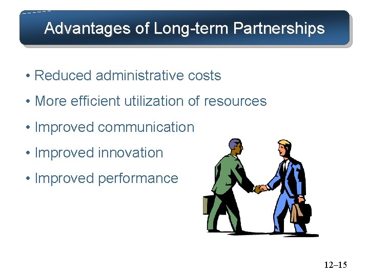 Advantages of Long-term Partnerships • Reduced administrative costs • More efficient utilization of resources