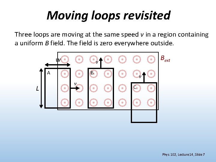 Moving loops revisited Three loops are moving at the same speed v in a