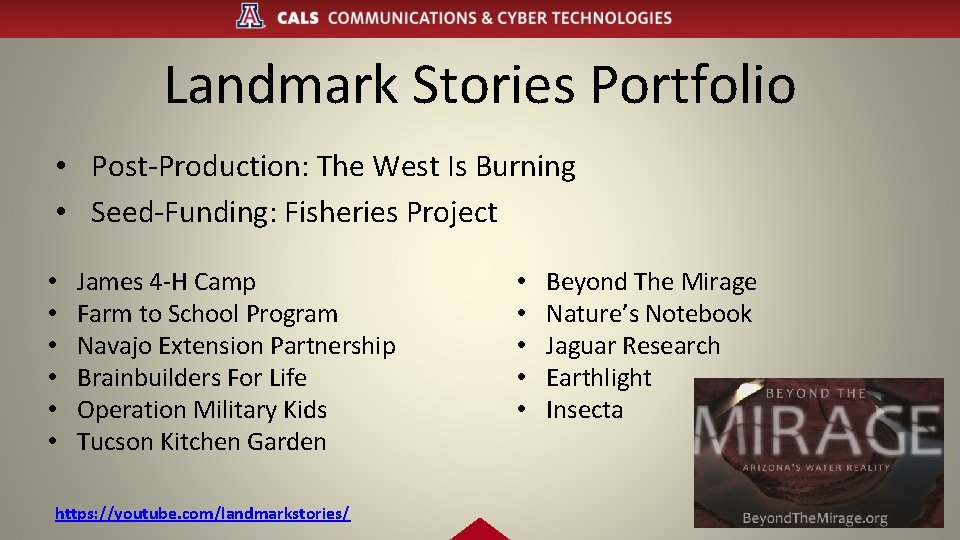 Landmark Stories Portfolio • Post-Production: The West Is Burning • Seed-Funding: Fisheries Project •