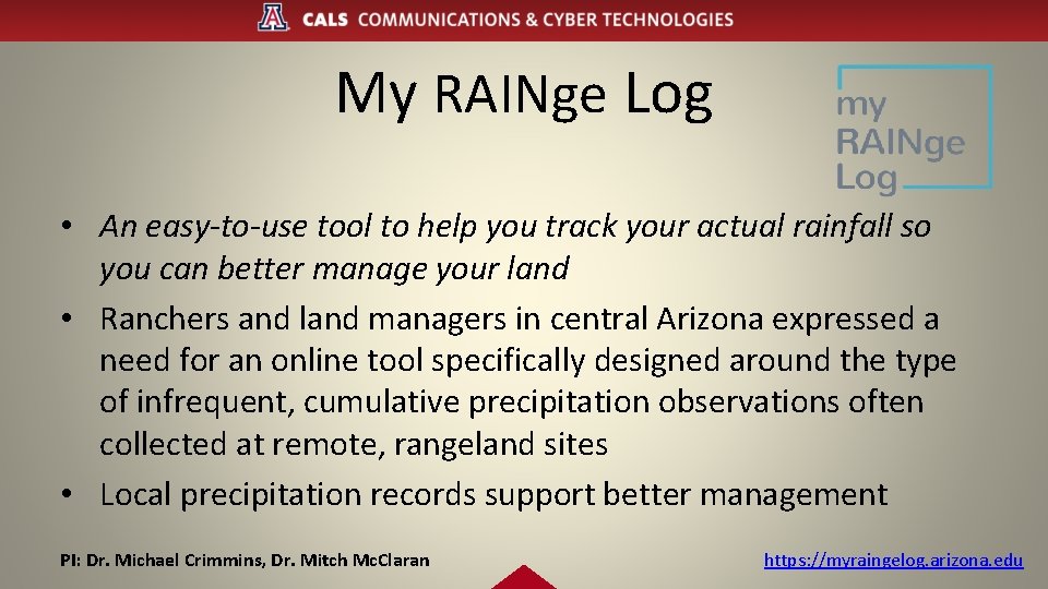 My RAINge Log • An easy-to-use tool to help you track your actual rainfall