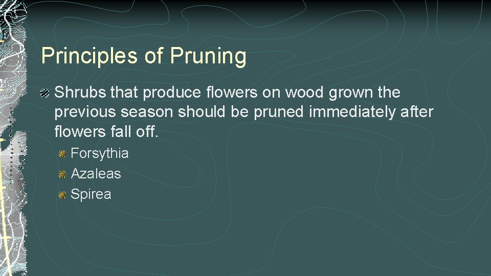 Principles of Pruning Shrubs that produce flowers on wood grown the previous season should