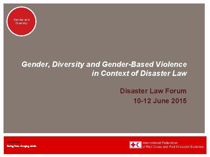 Genderand Diversity Gender, Diversity and Gender-Based Violence in Context of Disaster Law Forum 10