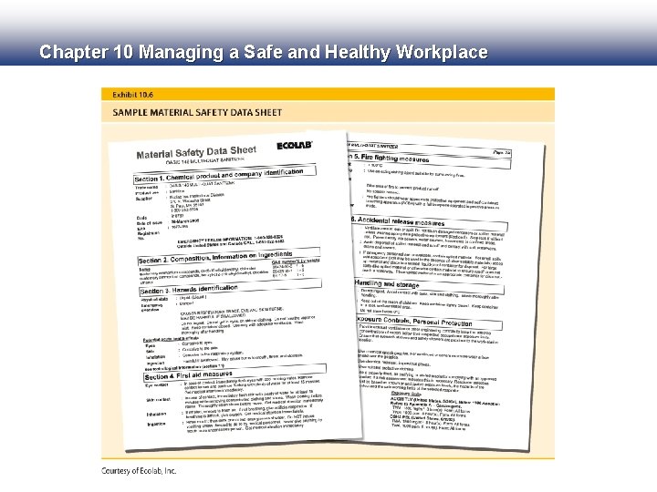 Chapter 10 Managing a Safe and Healthy Workplace 