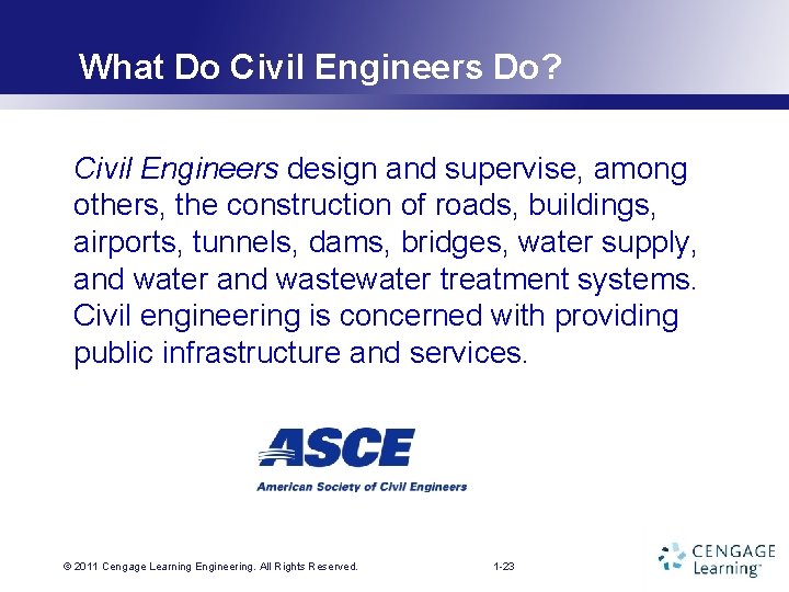 What Do Civil Engineers Do? Civil Engineers design and supervise, among others, the construction
