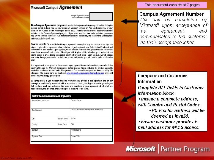This document consists of 7 pages Campus Agreement Number This will be completed by