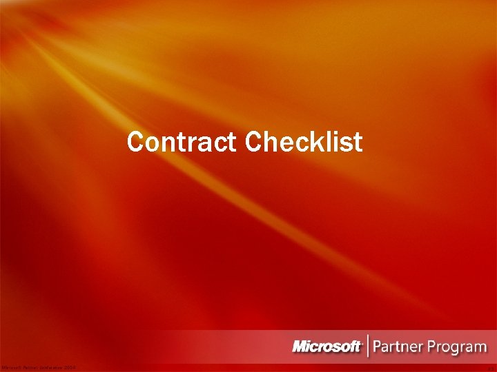 Contract Checklist Microsoft Partner Conference 2004 83 