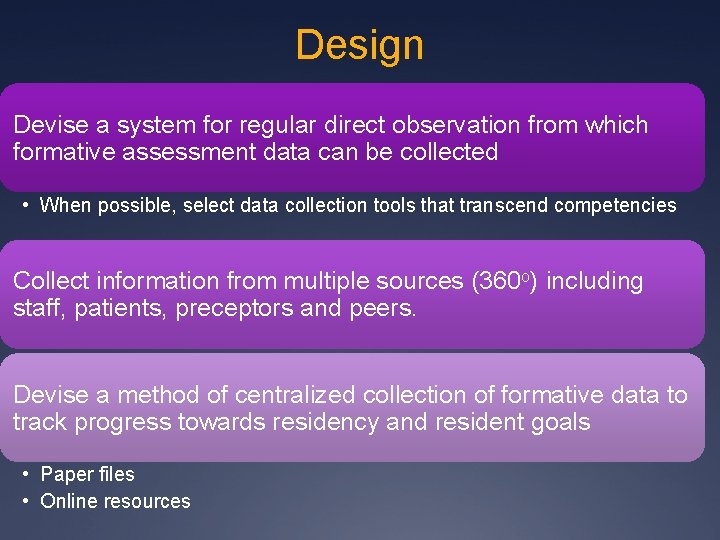 Design Devise a system for regular direct observation from which formative assessment data can Design Devise a system for regular direct observation from which formative assessment data can