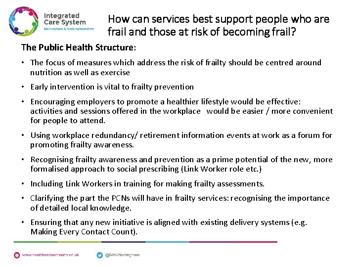 How can services best support people who are frail and those at risk of