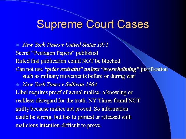 Supreme Court Cases New York Times v United States 1971 Secret “Pentagon Papers” published