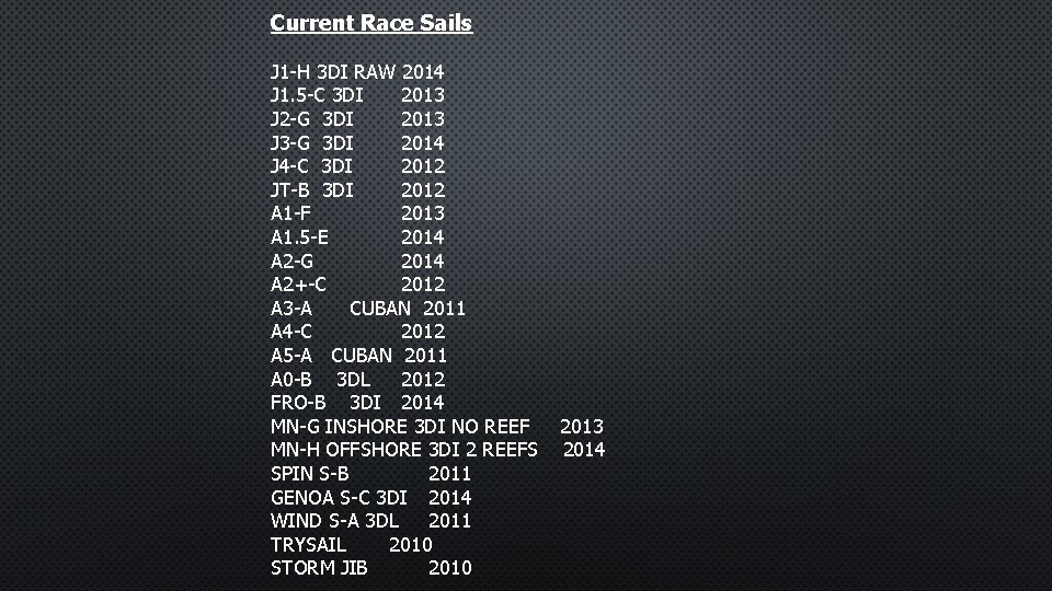 Current Race Sails J 1 -H 3 DI RAW 2014 J 1. 5 -C