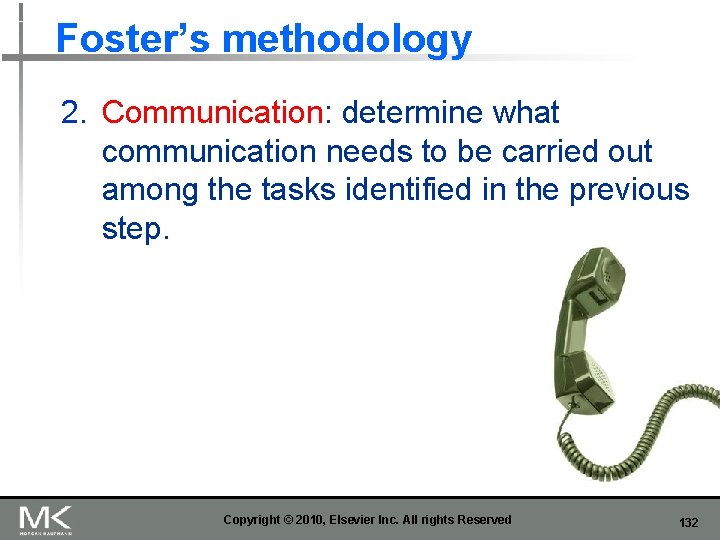 Foster’s methodology 2. Communication: determine what communication needs to be carried out among the