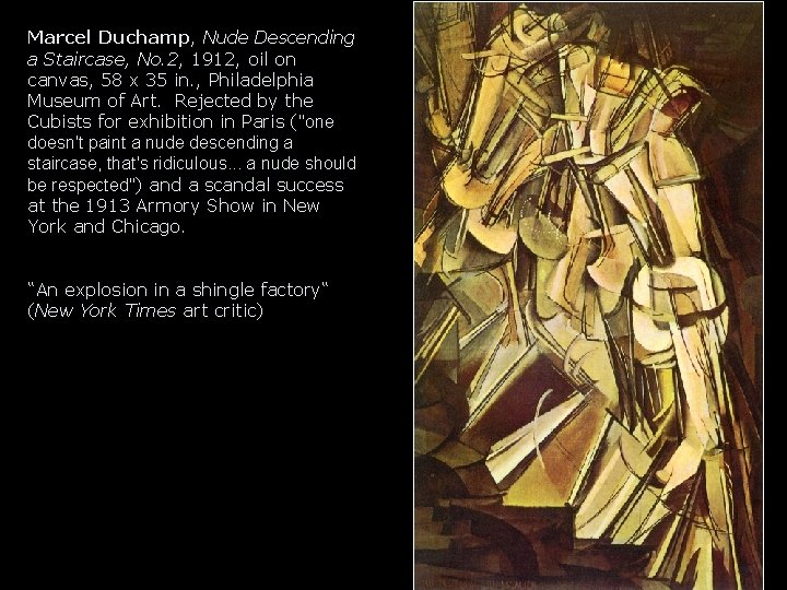 Marcel Duchamp, Nude Descending a Staircase, No. 2, 1912, oil on canvas, 58 x