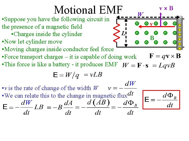 Motional EMF • Suppose you have the following circuit in the presence of a