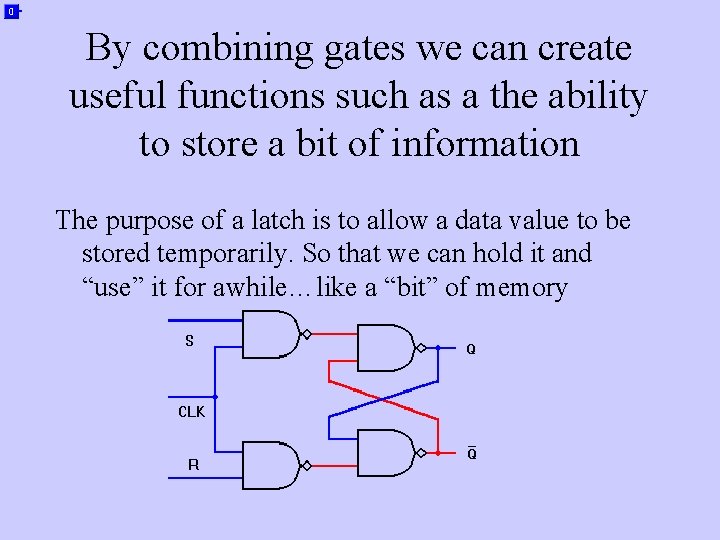 By combining gates we can create useful functions such as a the ability to