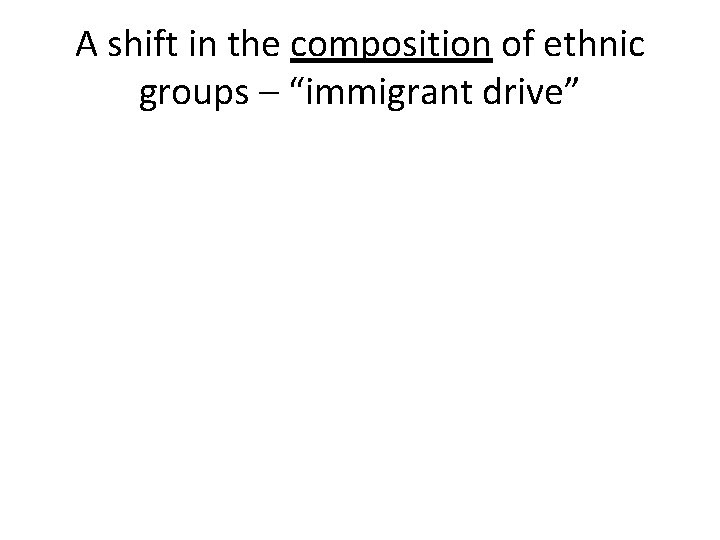 A shift in the composition of ethnic groups – “immigrant drive” 