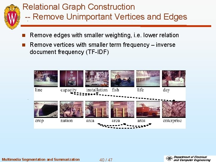 Relational Graph Construction -- Remove Unimportant Vertices and Edges n Remove edges with smaller