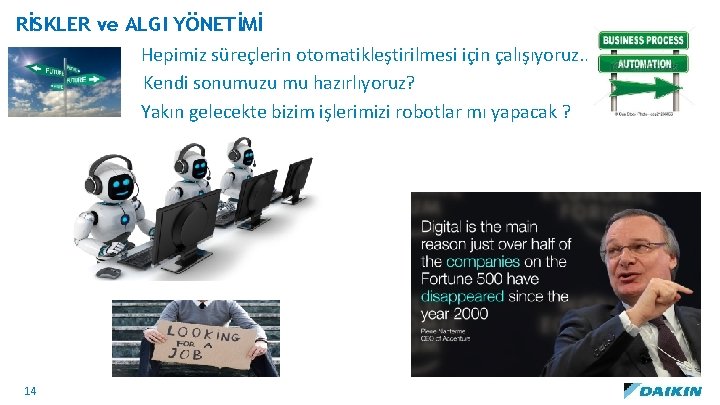 RİSKLER ve ALGI YÖNETİMİ Hepimiz süreçlerin otomatikleştirilmesi için çalışıyoruz. . Kendi sonumuzu mu hazırlıyoruz?