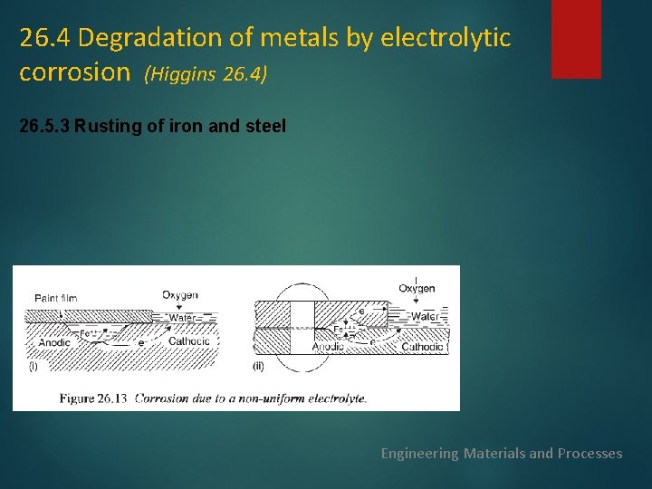 26. 4 Degradation of metals by electrolytic corrosion (Higgins 26. 4) 26. 5. 3 26. 4 Degradation of metals by electrolytic corrosion (Higgins 26. 4) 26. 5. 3