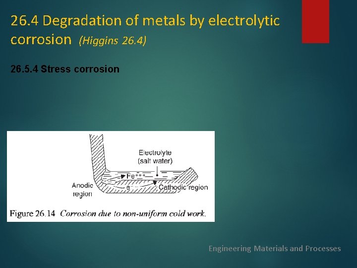 26. 4 Degradation of metals by electrolytic corrosion (Higgins 26. 4) 26. 5. 4 26. 4 Degradation of metals by electrolytic corrosion (Higgins 26. 4) 26. 5. 4