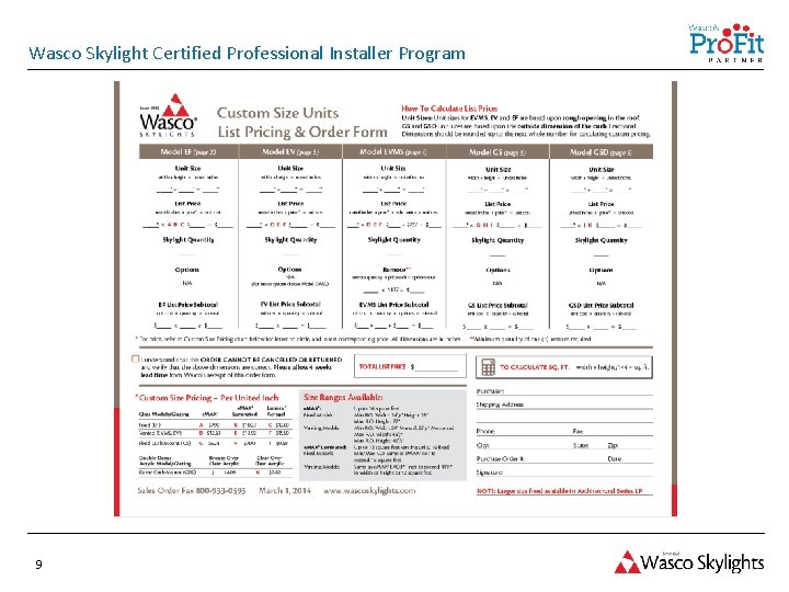 Wasco Skylight Certified Professional Installer Program 9 