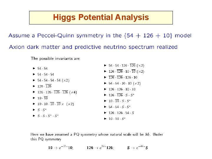 Higgs Potential Analysis 