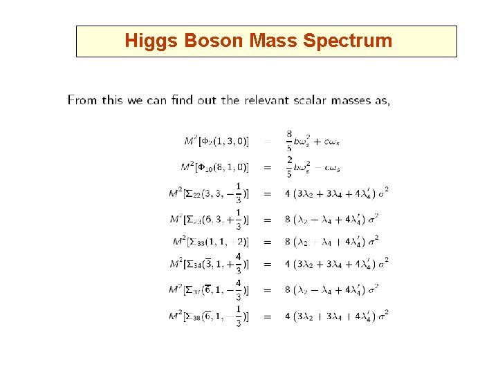 Higgs Boson Mass Spectrum 