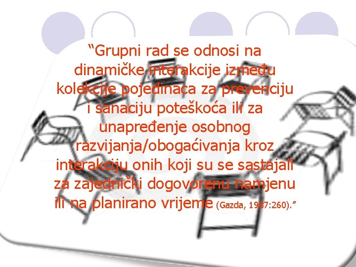 “Grupni rad se odnosi na dinamičke interakcije između kolekcije pojedinaca za prevenciju i sanaciju