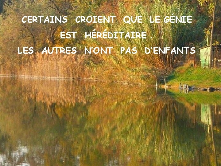 CERTAINS CROIENT QUE LE GÉNIE EST HÉRÉDITAIRE. LES AUTRES N’ONT PAS D’ENFANTS 