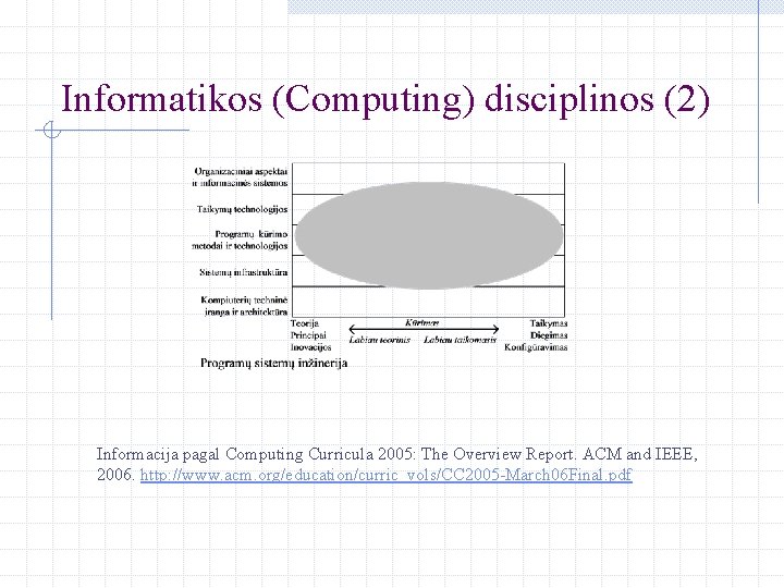 Informatikos (Computing) disciplinos (2) Informacija pagal Computing Curricula 2005: The Overview Report. ACM and