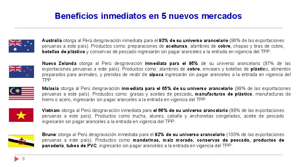 Beneficios inmediatos en 5 nuevos mercados Australia otorga al Perú desgravación inmediata para el