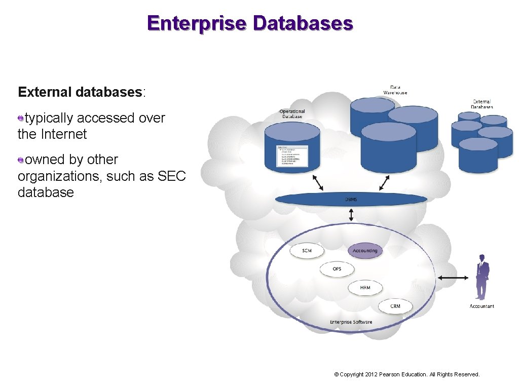 Enterprise Databases External databases: typically accessed over the Internet owned by other organizations, such