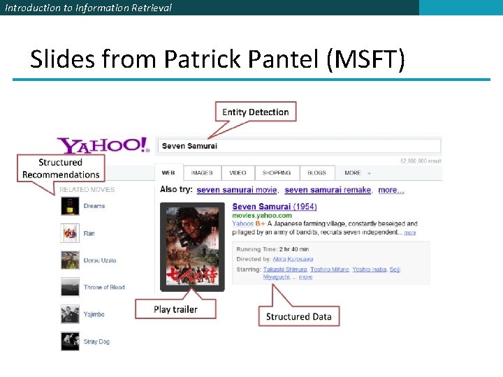 Introduction to Information Retrieval Slides from Patrick Pantel (MSFT) 