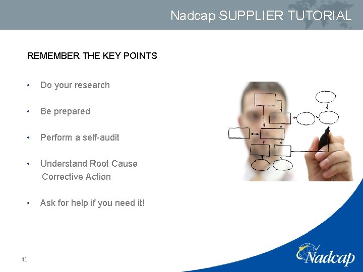 Nadcap SUPPLIER TUTORIAL REMEMBER THE KEY POINTS • Do your research • Be prepared