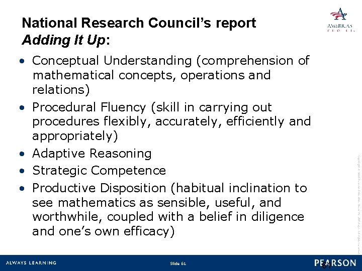 National Research Council’s report Adding It Up: Slide 61 Copyright © 2010 Pearson Education,