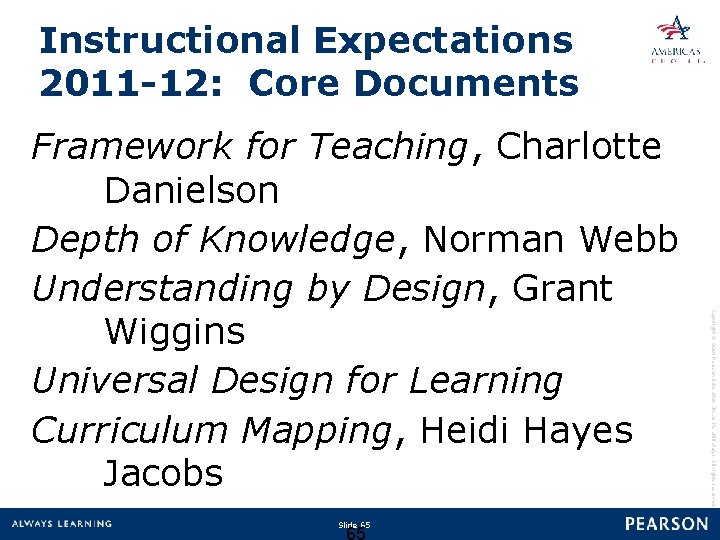 Instructional Expectations 2011 -12: Core Documents Slide 65 Copyright © 2010 Pearson Education, Inc.