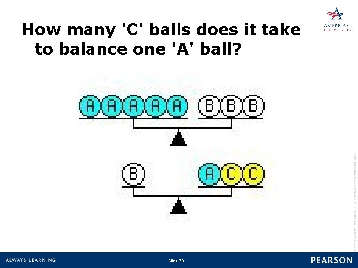How many 'C' balls does it take to balance one 'A' ball? Copyright ©