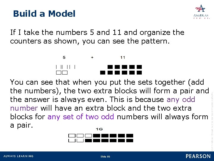 Build a Model If I take the numbers 5 and 11 and organize the