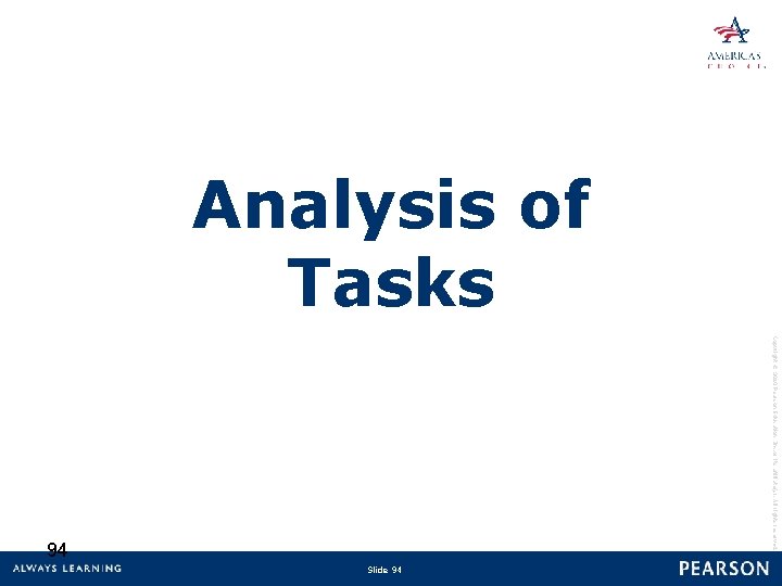 Analysis of Tasks Copyright © 2010 Pearson Education, Inc. or its affiliate(s). All rights