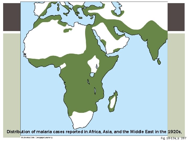 Distribution of malaria cases reported in Africa, Asia, and the Middle East in the