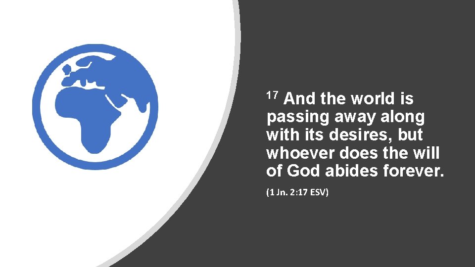 And the world is passing away along with its desires, but whoever does the