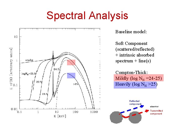 Spectral Analysis Baseline model: Soft Component (scattered/reflected) + intrinsic absorbed spectrum + line(s) Compton-Thick: