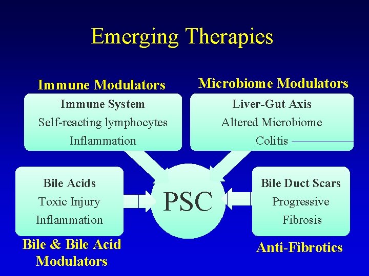 Emerging Therapies Immune Modulators Microbiome Modulators Immune System Liver-Gut Axis Self-reacting lymphocytes Inflammation Altered Emerging Therapies Immune Modulators Microbiome Modulators Immune System Liver-Gut Axis Self-reacting lymphocytes Inflammation Altered