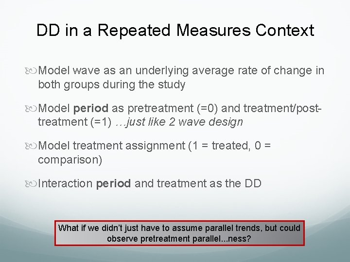 DD in a Repeated Measures Context Model wave as an underlying average rate of DD in a Repeated Measures Context Model wave as an underlying average rate of