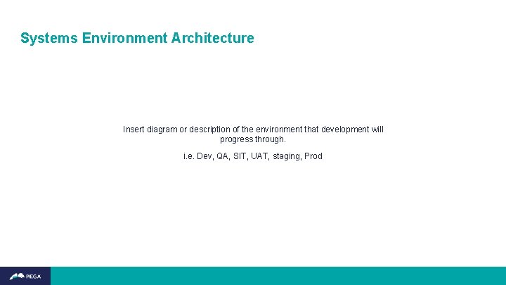 Systems Environment Architecture Insert diagram or description of the environment that development will progress
