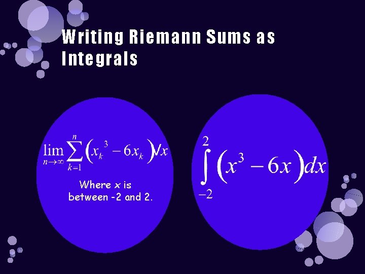 Writing Riemann Sums as Integrals Where x is between -2 and 2. 