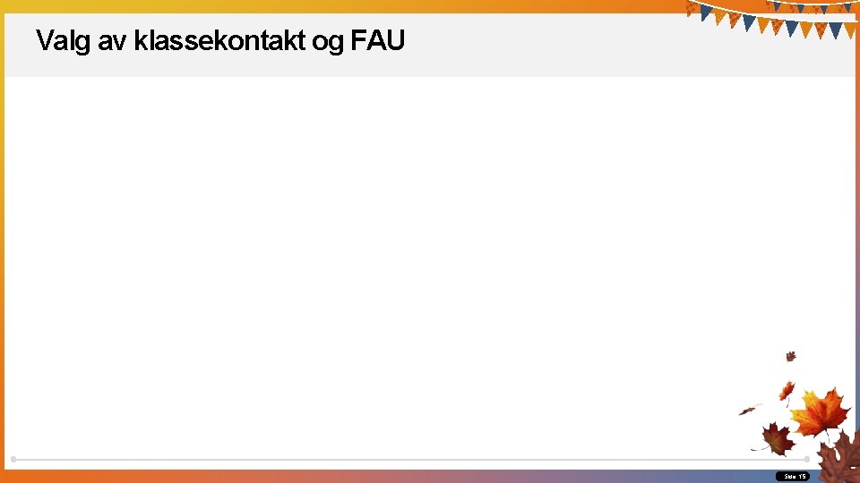 Valg av klassekontakt og FAU Side 15 Valg av klassekontakt og FAU Side 15